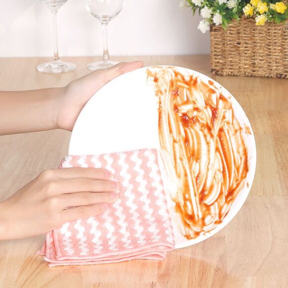 12 Pack Absorbent Reusable and Washable Clean Cloth 12" x 12" Pink - Picture 6 of 6